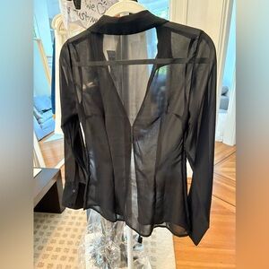Sheer black blouse button up